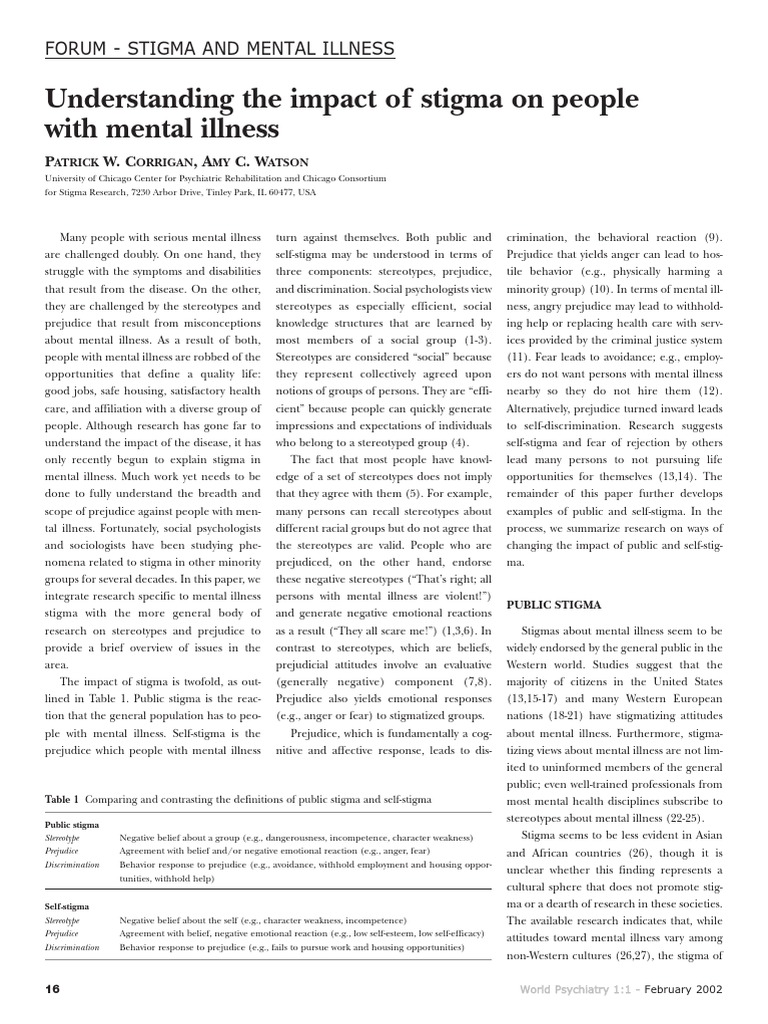 Understanding Mental Illness Stigma | PDF | Social Stigma | Mental Disorder
