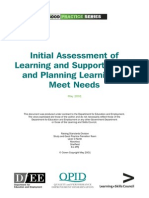 Initial Assessment of Learning and Support Needs and Planning Learning To Meet Needs