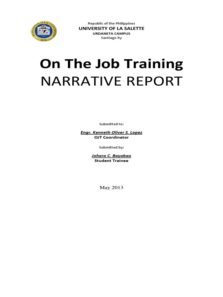 Narrative reports housekeeping department ojt image