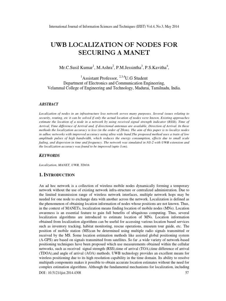Uwb Localization of Nodes For | PDF