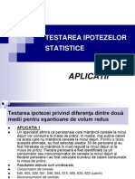 Testarea Ipotezelor Statistice - Aplicatii