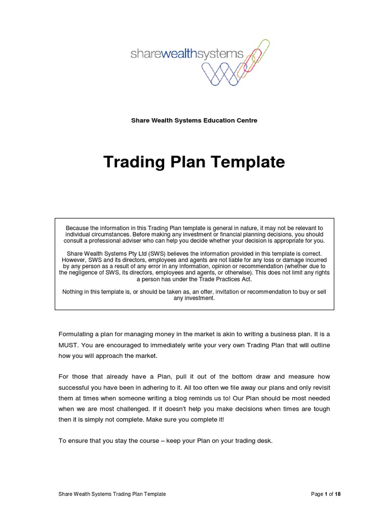 Trading Plan Template | PDF | Order (Exchange) | Stocks