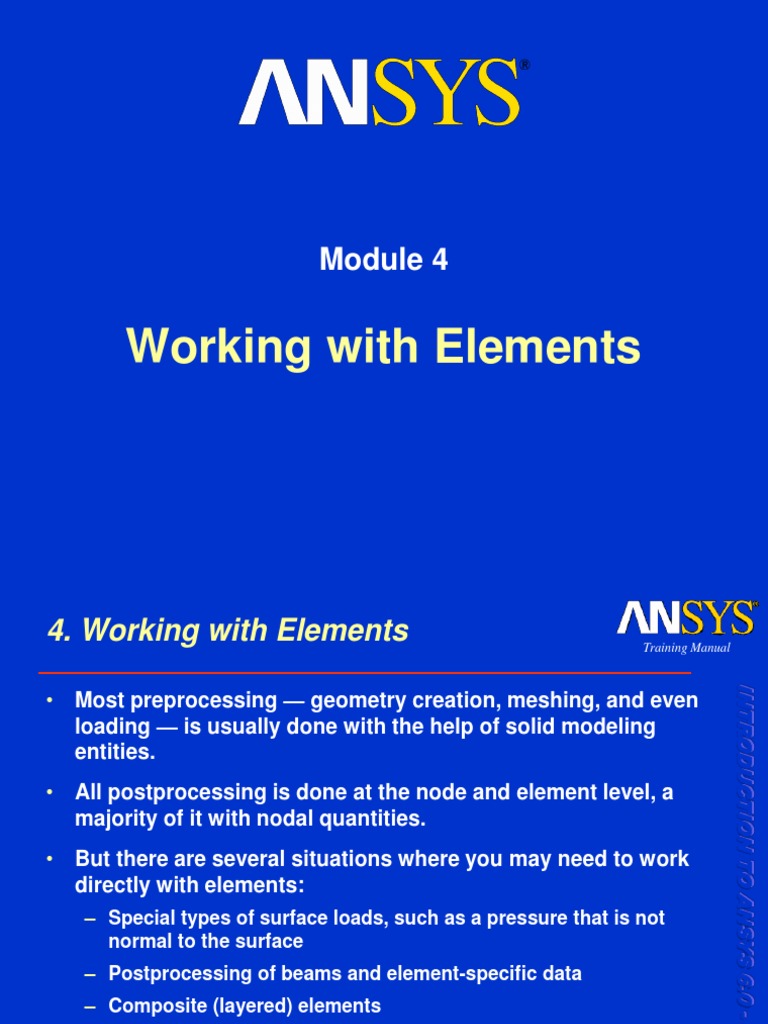 Working with ANSYS Elements Guide | PDF | Teaching Methods & Materials