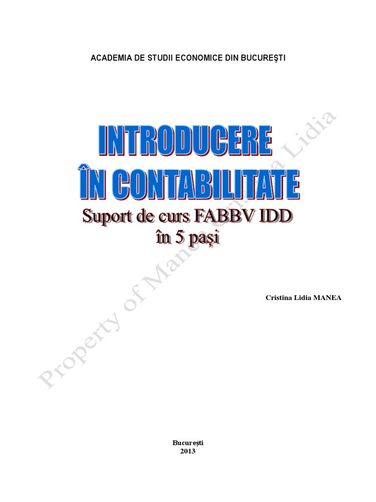 Introducere N Contabilitate. Suport Curs ID FABBV | PDF