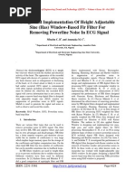 Design And Implementation Of Height Adjustable Sine (Has) Window-Based Fir Filter For Removing Powerline Noise In ECG Signal