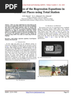 Comparison of the Regression Equations in Different Places using Total Station