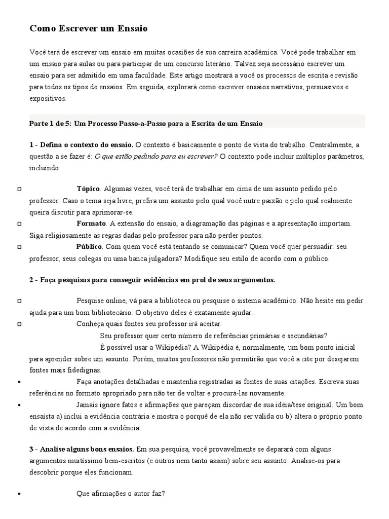 Como Escrever um Ensaio Acadêmico | PDF | Argumento | Ensaios