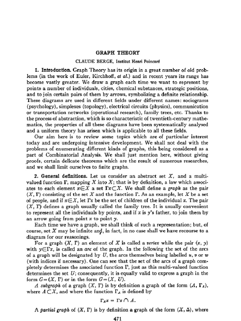 Claude Berge - Graph Theory | PDF
