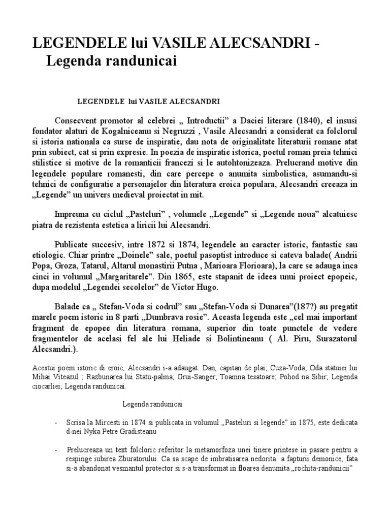 Legenda Randunicii | PDF