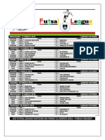 First Round League Fixtures For Wednesday 12 To Thursday 20 March 2014