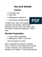 Vegetables and Salads Pureed