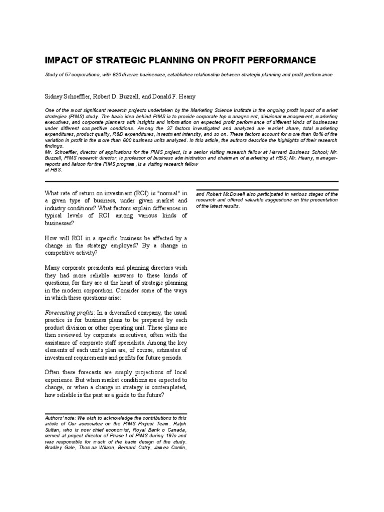 Strategic Planning's Profit Impact Analysis | PDF | Strategic Planning ...