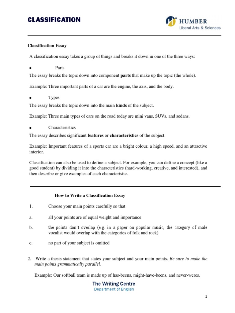 Writing a Classification Essay Guide | PDF | Essays | Rock Music
