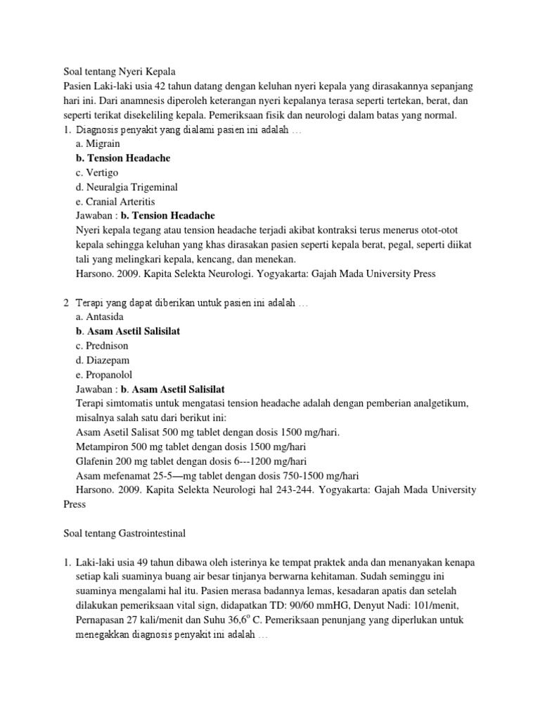 Contoh Soal Kasus Gastritis Studi Indonesia