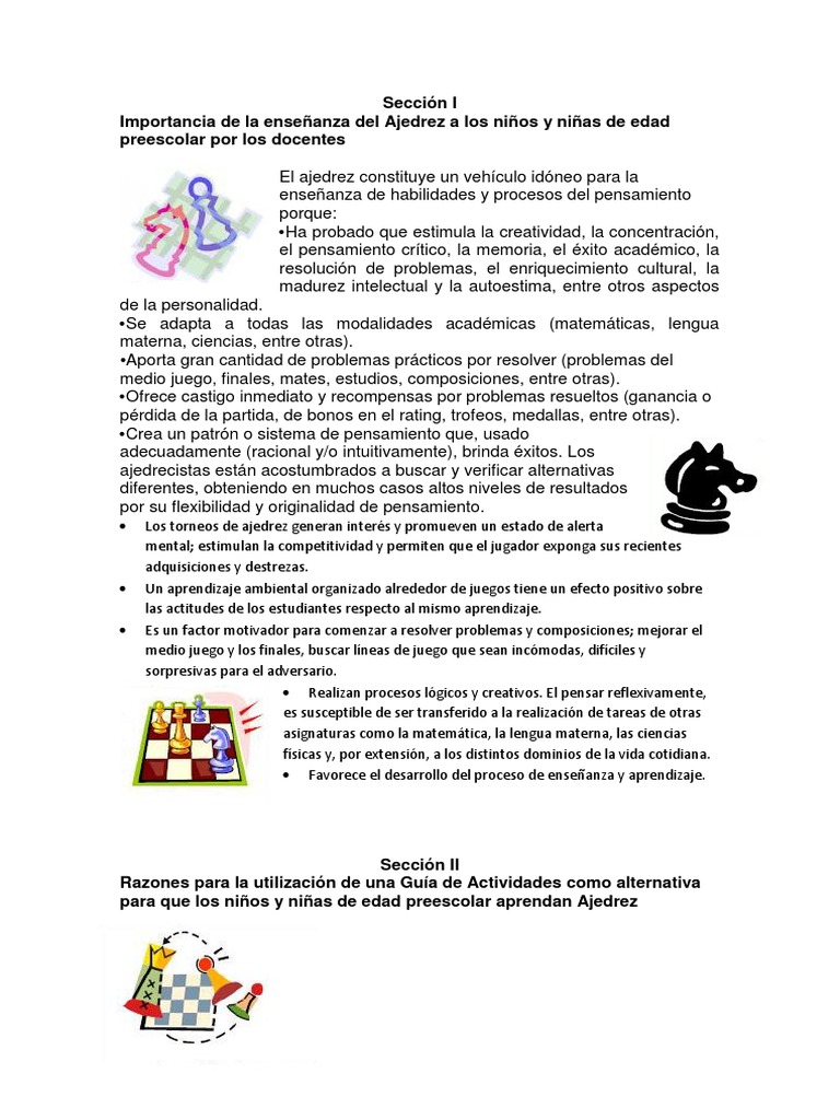 Ajedrez en Educación Preescolar: Beneficios y Actividades | PDF ...