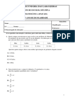 Teste FInal Matemática Aplicada 9º Ano