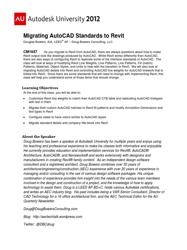 Migrating AutoCAD Standards To Revit | PDF | Autodesk Revit | Auto Cad