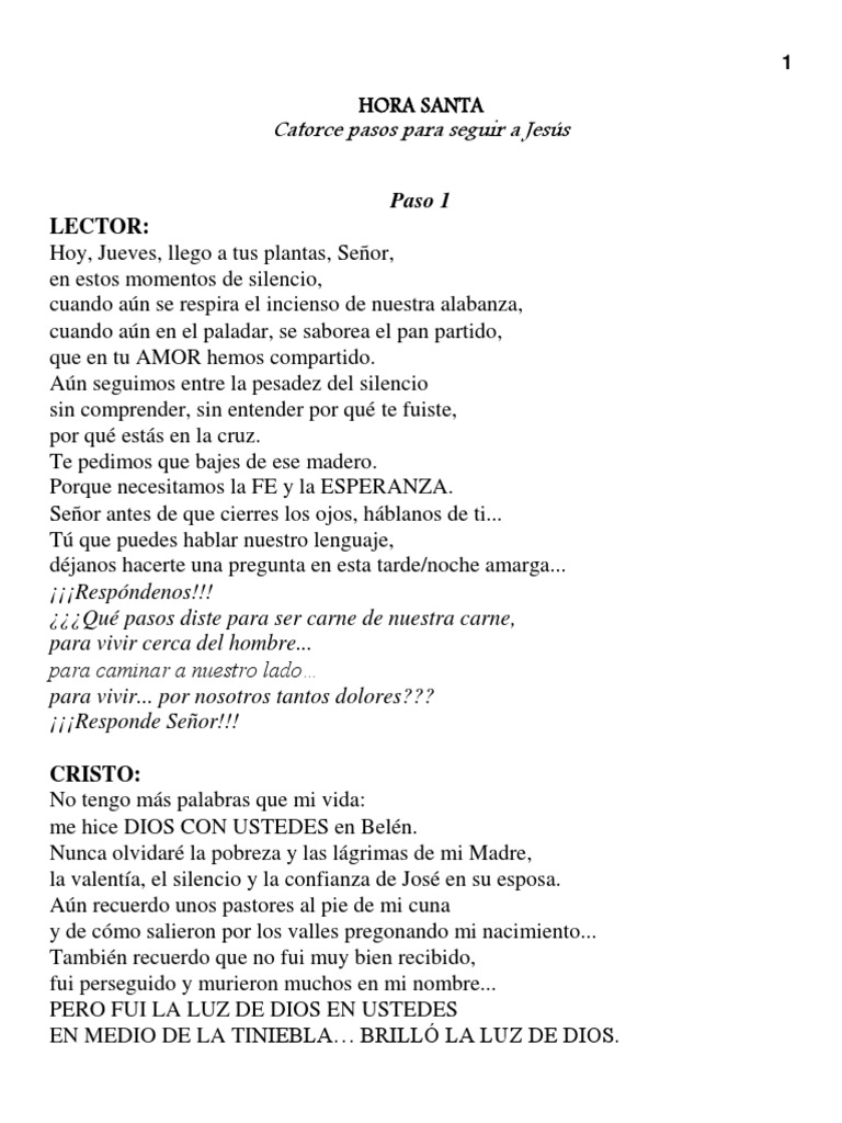 Catorce Pasos para la Hora Santa | PDF | Cristo (título) | María, madre ...