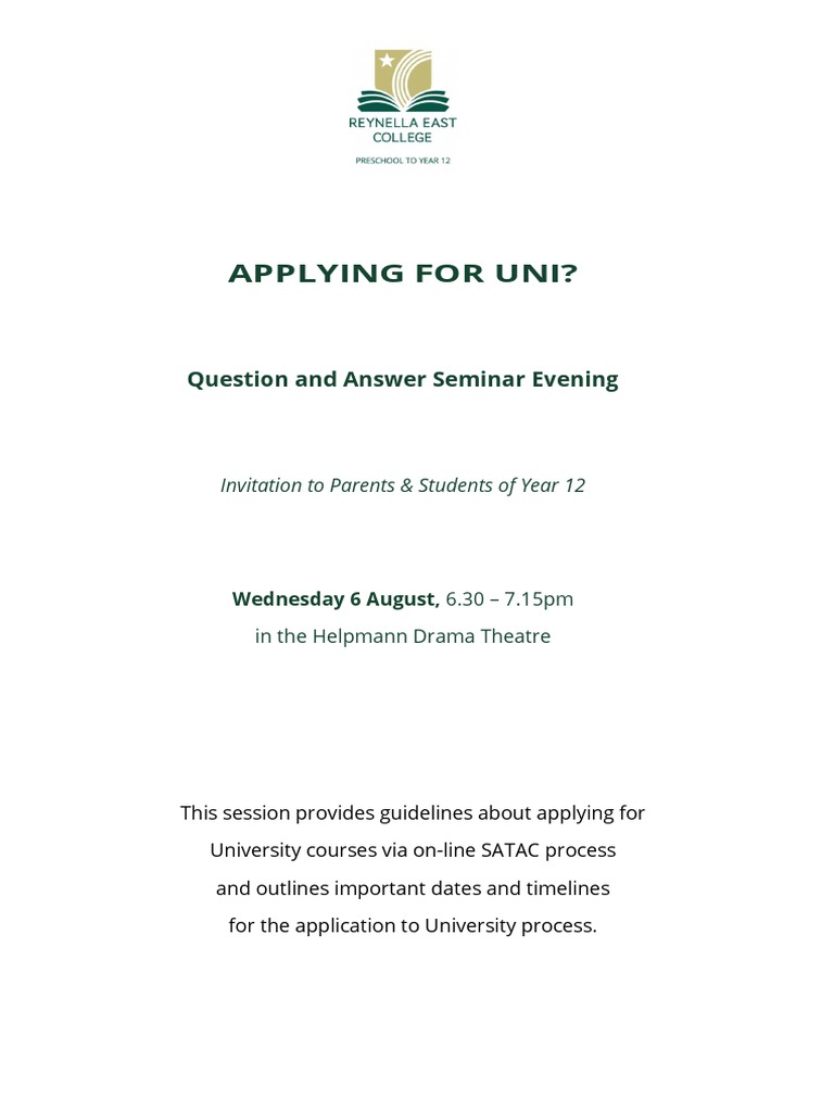 Uni Application Q&A Seminar Invite | PDF