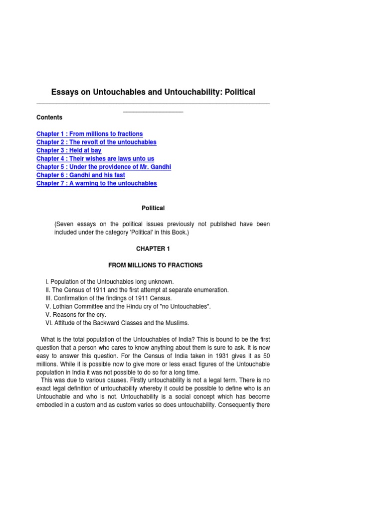 Essay on untouchability