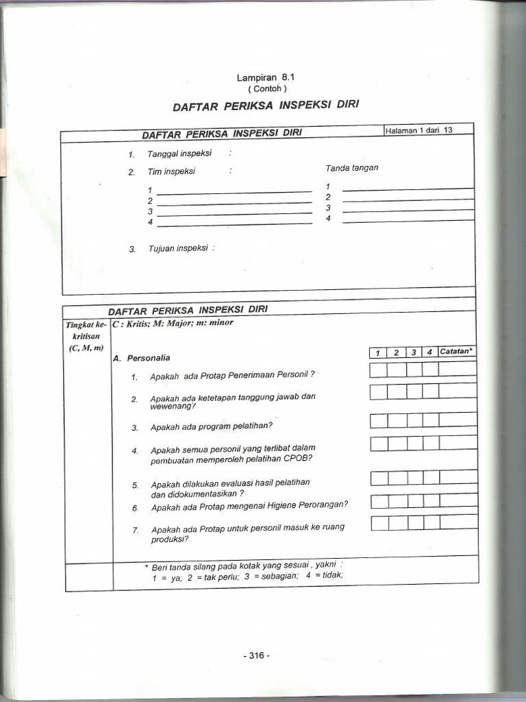 Checklist Inspeksi Diri Pd Pdf