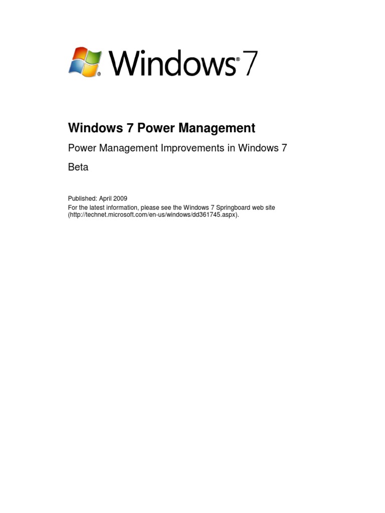 Windows 7 - Power Management, Whitepaper | PDF