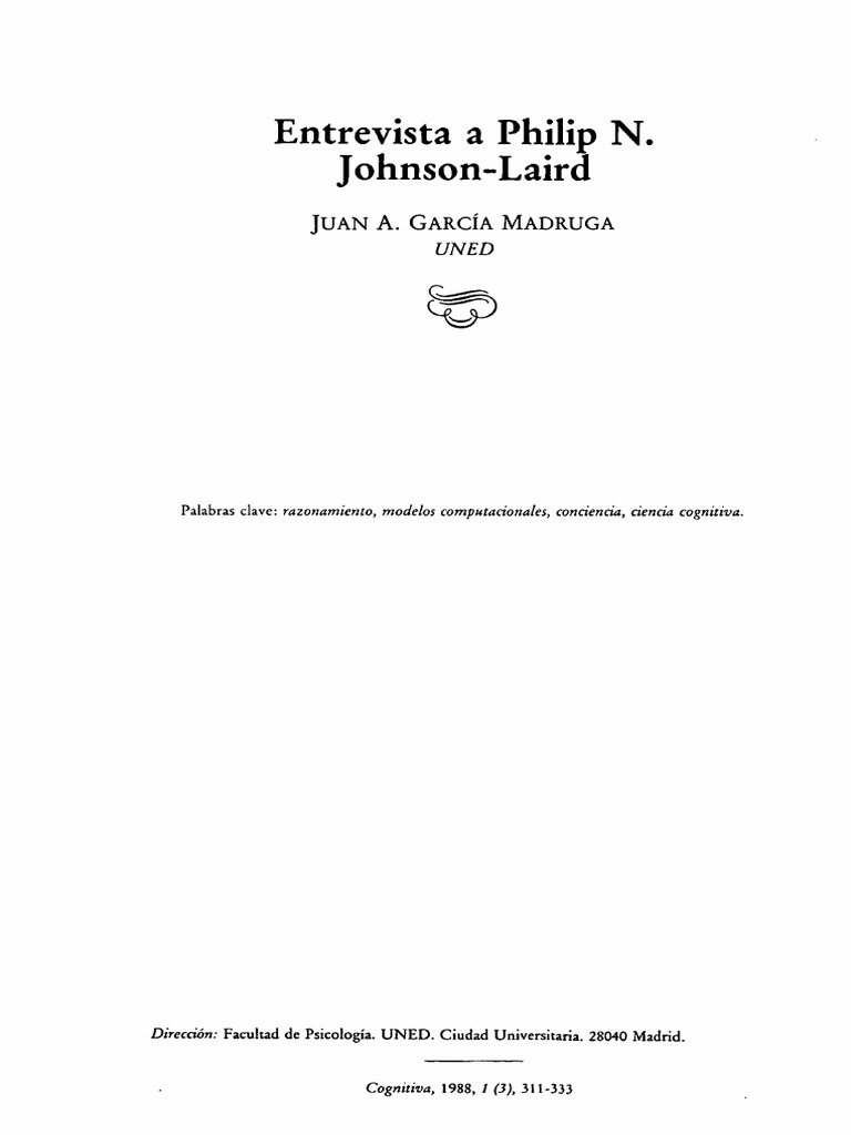 Entrevista a Philip N. Johnson-Laird sobre Razonamiento | PDF | Razón ...