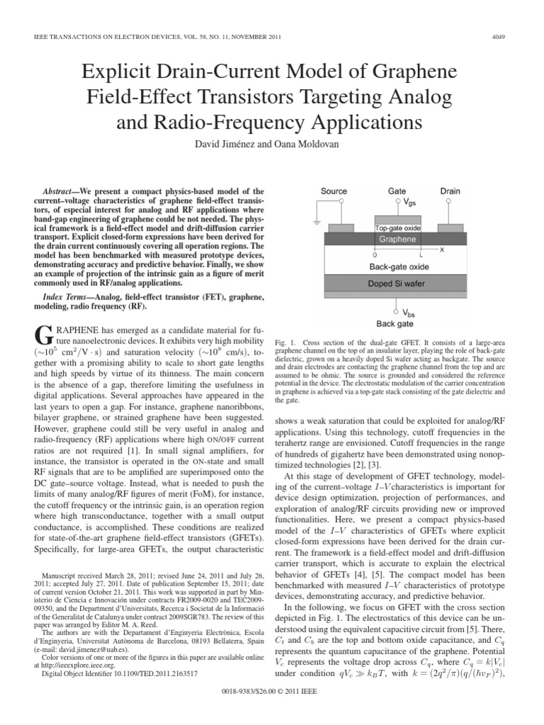 Explicit DrainCurrent Model of Graphene FieldEffect Transistors