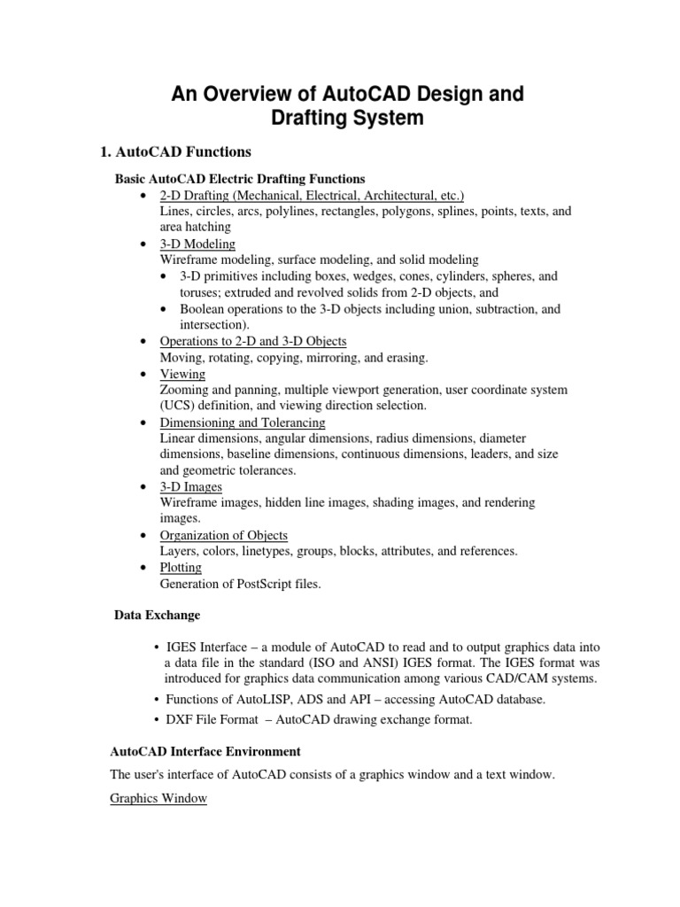 An Overview of Autocad Design and Drafting System | PDF | Auto Cad ...
