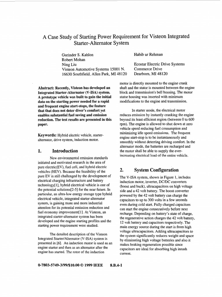 Integrated Starter Alternator System Download Free Pdf Engines