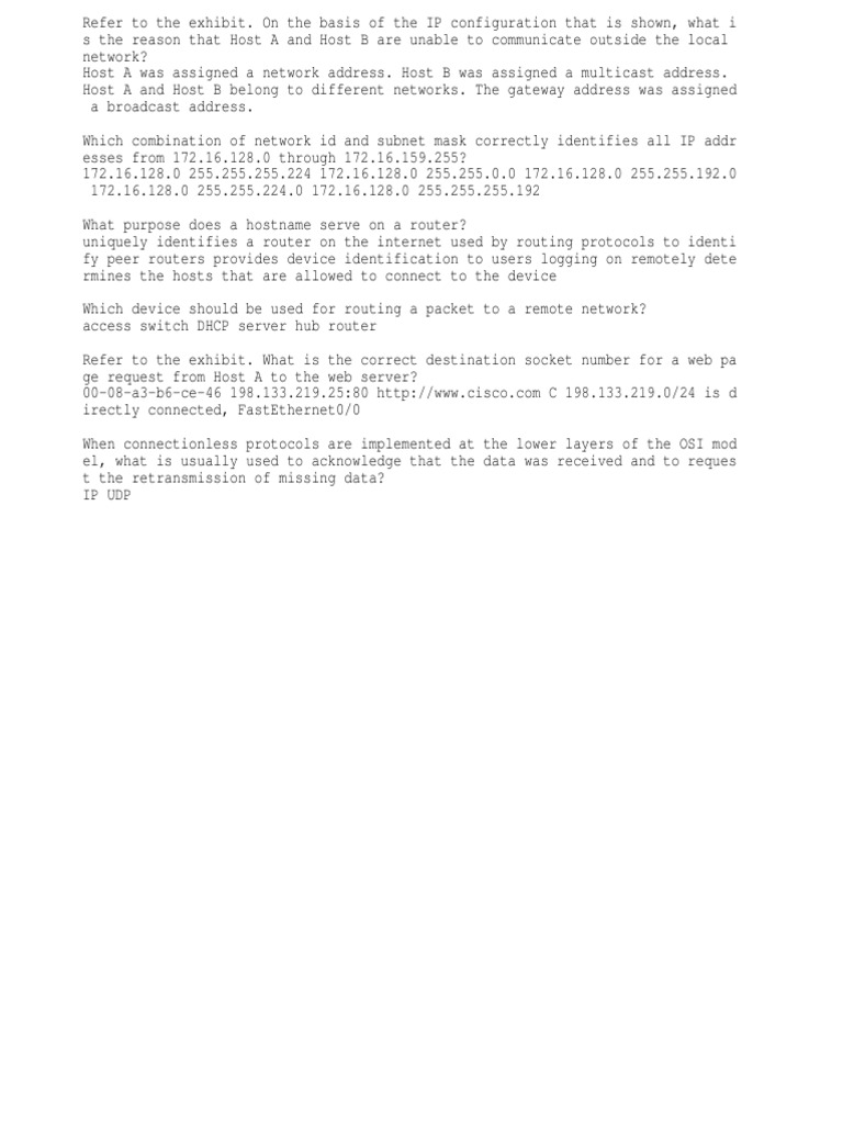 Ccna Exploration: Network Fundamentals (version 4.0)