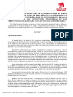 Moción de Iu Relativa Al Impago de La Deuda Ilegítima de Este Ayuntamiento