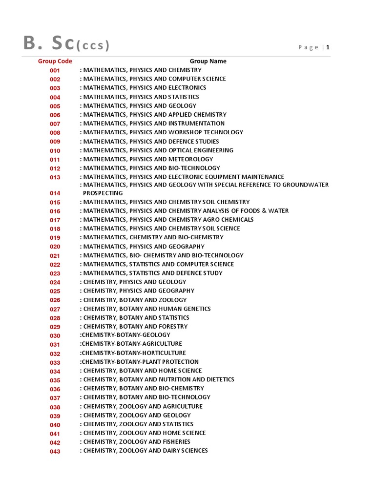 BSC CCS Group Codes | PDF | Biotechnology | Botany