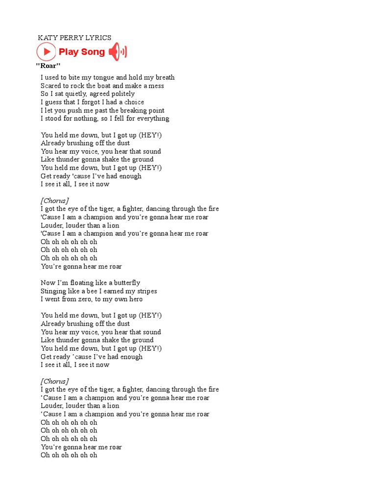 Lyric Katy Perry PDF