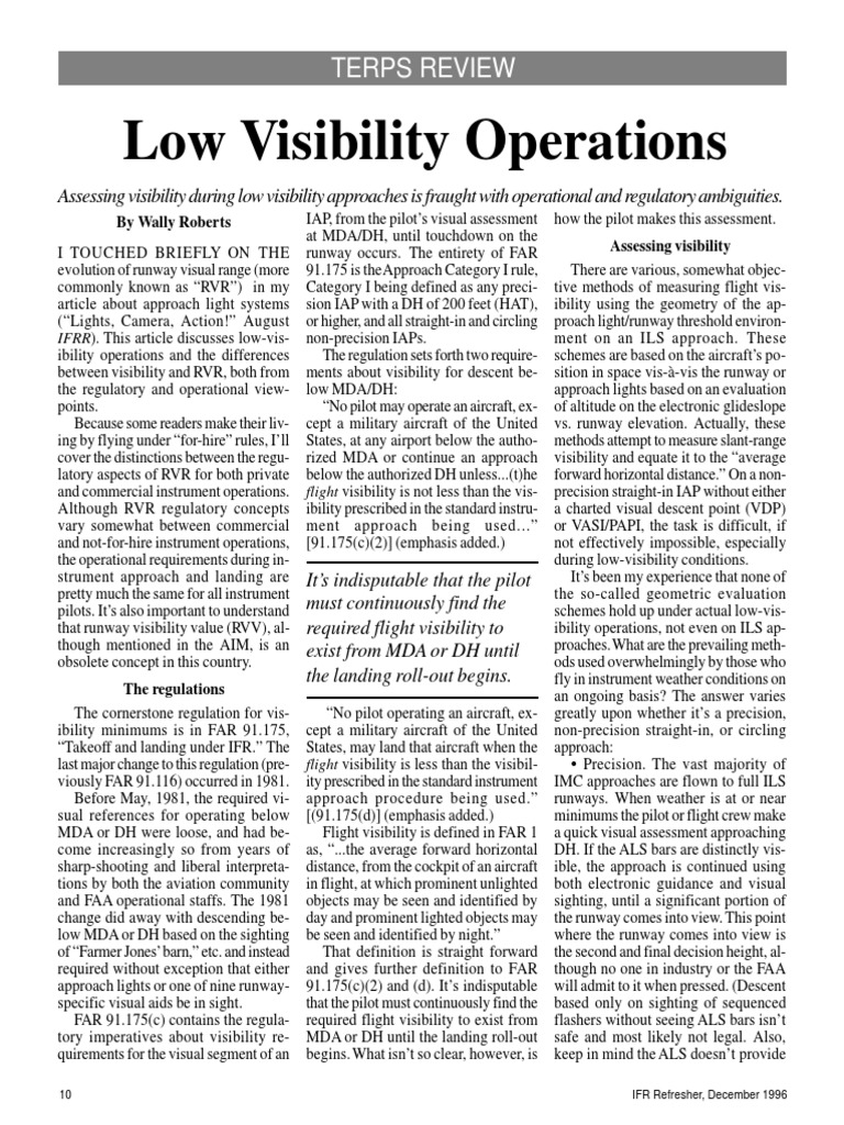 Low Visibility Operations in Aviation | PDF | Instrument Flight Rules ...