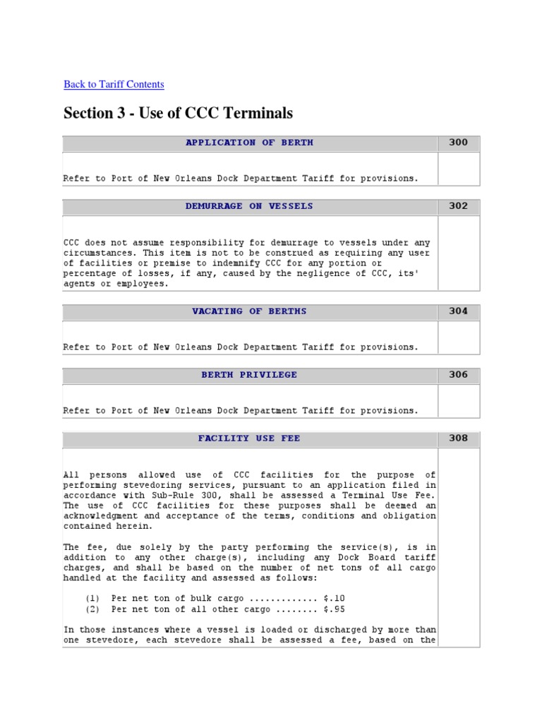 CCC Terminal Use and Fees Overview | PDF