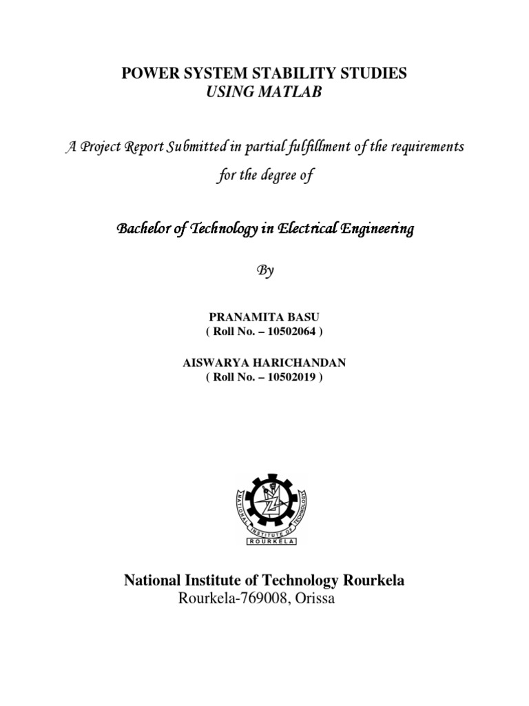 Power System Stability Using MatLab | PDF | Quantity | Electrical ...