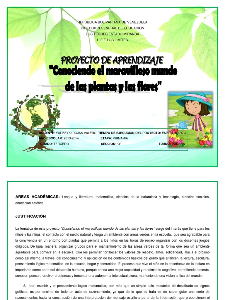 Proyecto de Las Plantas 1er Grado | PDF | Lectura (proceso) | Comunidad