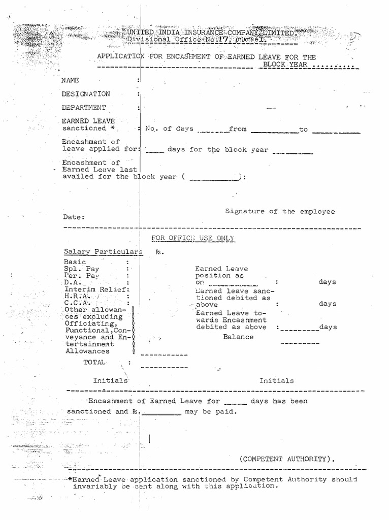 Leave Encashment Form