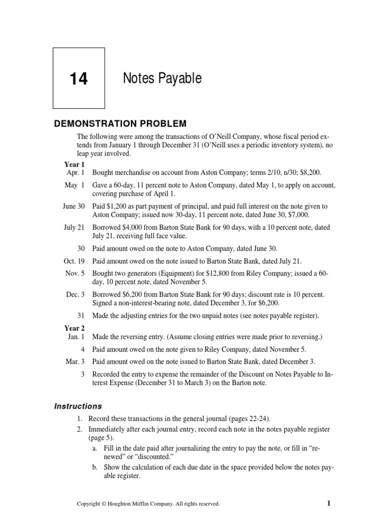 Notes Payable CH 14 | PDF | Promissory Note | Interest