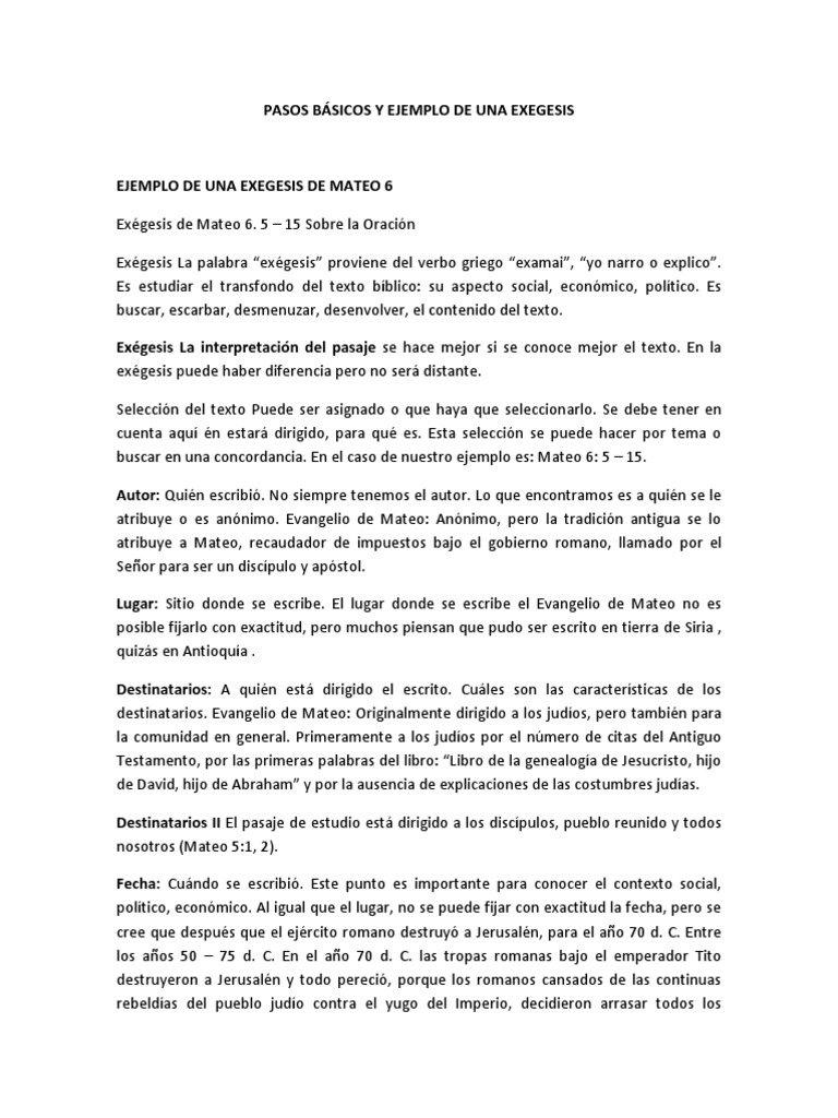 Pasos Basicos y Ejemplo de Una ExegesisPresentation Transcript | PDF ...