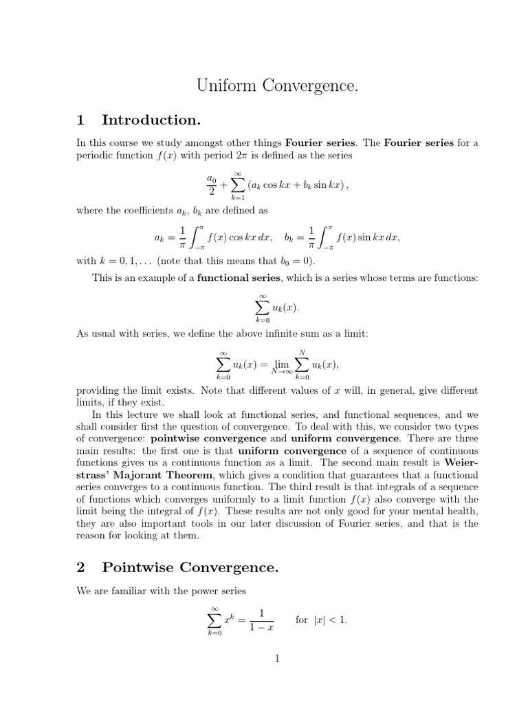 Uniform Convergence | PDF | Series (Mathematics) | Continuous Function