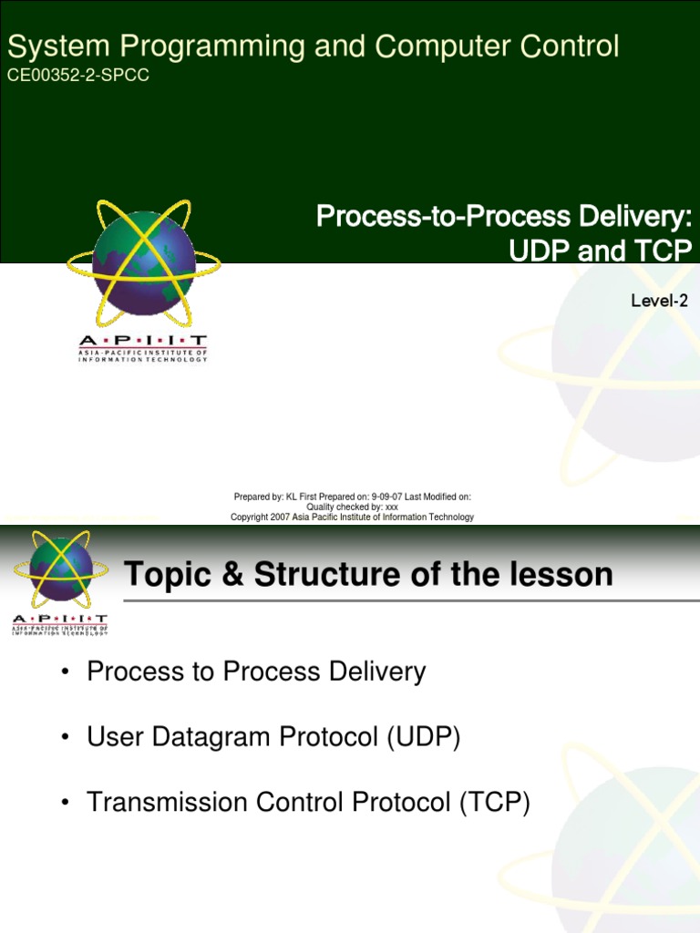 UCTI SPACC 04 Process To Process Delivery UDP and TCP | PDF ...