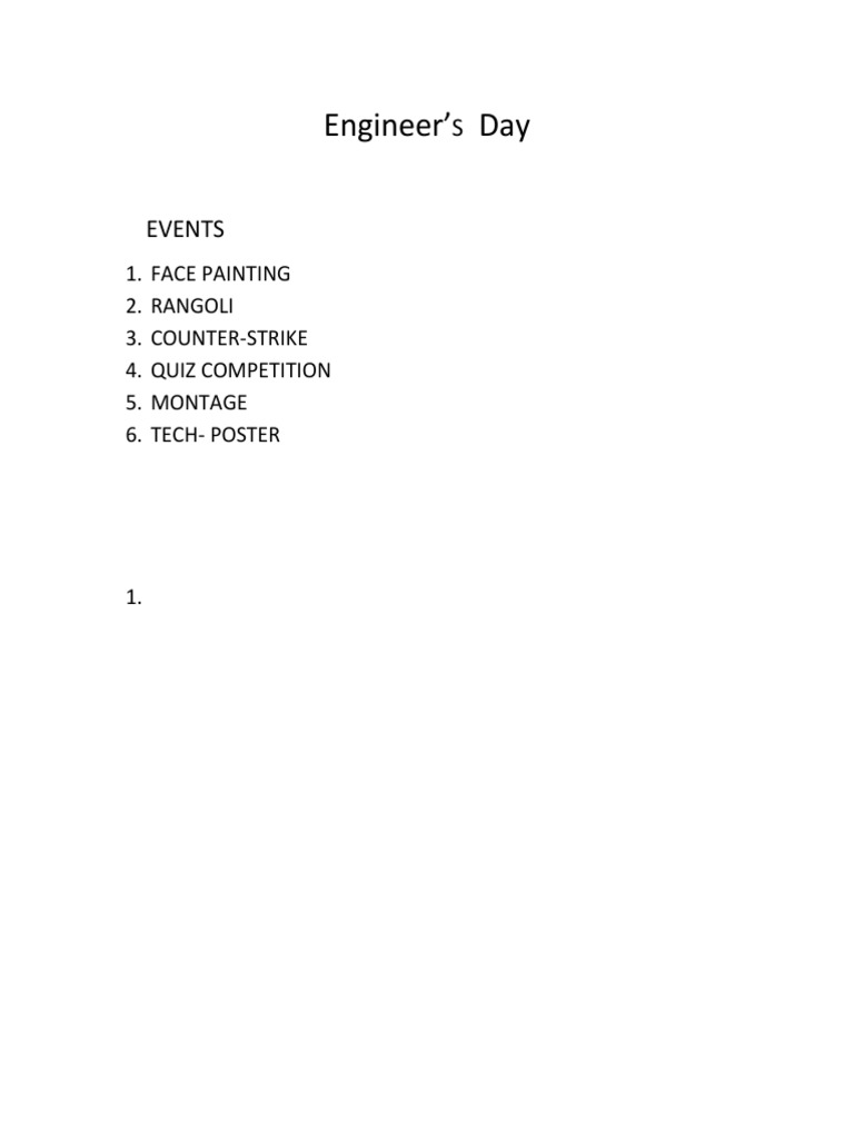 Engineer's Day Celebration Events | PDF