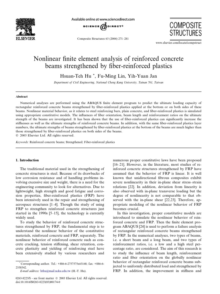 Nonlinear Finite Element Analysis of Reinforced Concrete Beams ...