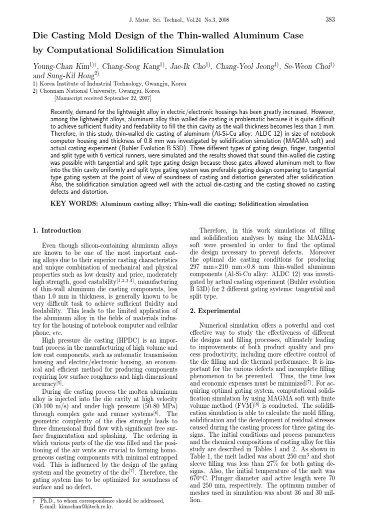 Aldc12 Die Casting Mold Design PDF Casting (Metalworking