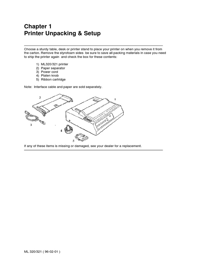 ML320/321 Printer Setup Guide | PDF | Printer (Computing) | Bit Rate