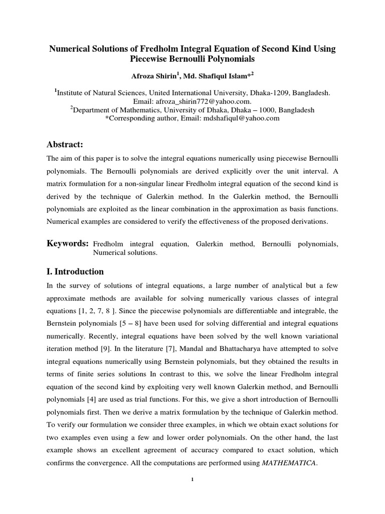 Numerical Solutions of Fredholm Integral Equation of Second Kind Using ...