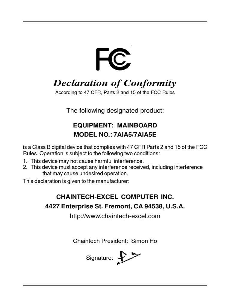 Declaration of Conformity: The Following Designated Product | PDF ...
