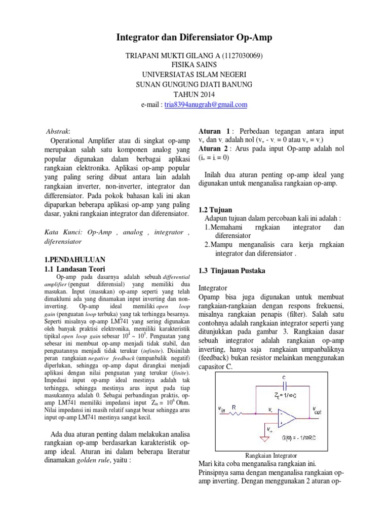 Integrator Dan Diferensiator Op Amp